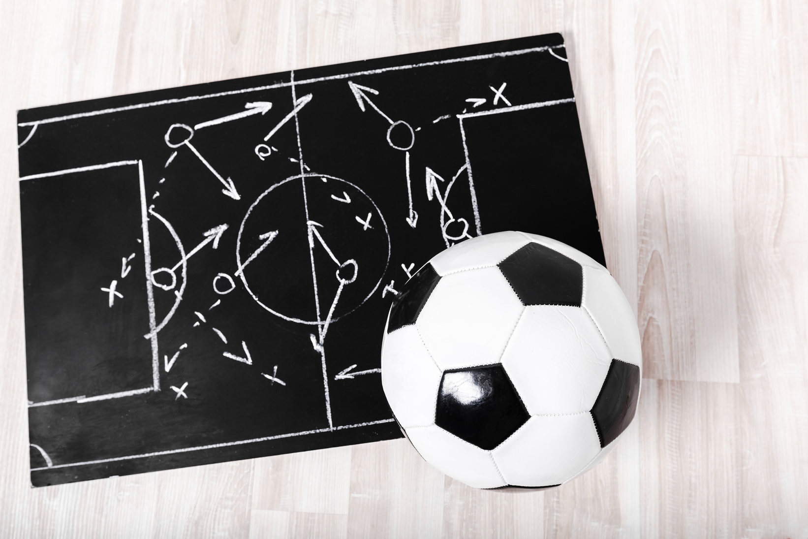 Soccer plan chalk board with formation tactic
